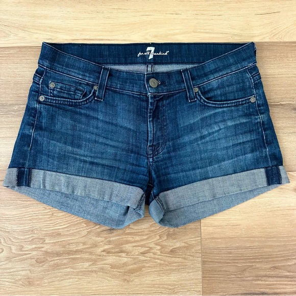 7 For All Mankind cuffed denim shorts size 27 - Picture 1 of 3